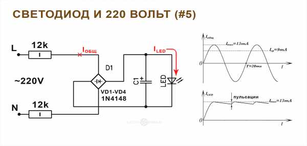 Подключение светодиодных ламп 220в схема – Простейшие схемы подключения светодиодов в 220 вольт без драйвера (самое простое питание светодиода от сети напряжением 220В)