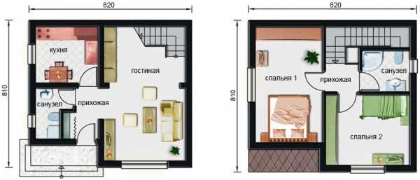 Проект дома 8 на 8 с отличной планировкой с мансардой – проект двухэтажного коттеджа 10х8 с отличным расположением комнат, модный дизайн 2-этажного жилья
