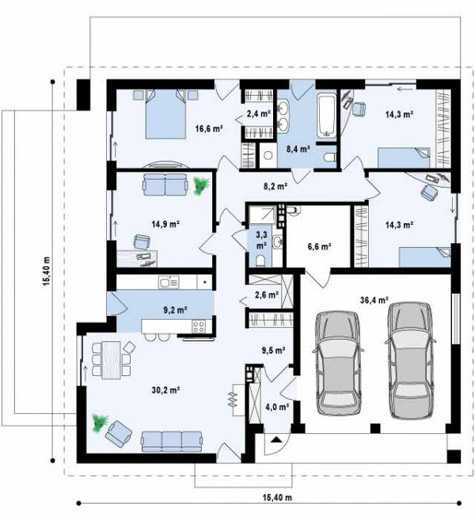 Проект дома с гаражом на две машины – Проекты домов с 2 гаражами или гаражом на две машины