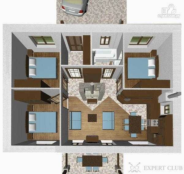 Проект одноэтажного дома с тремя спальнями 9 на 10 – лучшие проекты дома с тремя спальнями размером 8 на 9 и 10 на 12 и гаражом, дизайн интерьера коттеджа площадью 100 кв. м