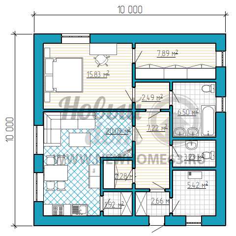 Проект одноэтажный дом 10 на 9 – Проекты домов 10 на 9 в один этаж. Дом 10 на 9 м в 1 этаж. Проекты домов 10х9 одноэтажные