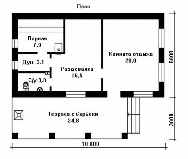 Проекты бань с барбекю под одной крышей – под одной крышей, веранда с мангалом, угловая баня, парилка с бассейном, двухэтажная, чертежи