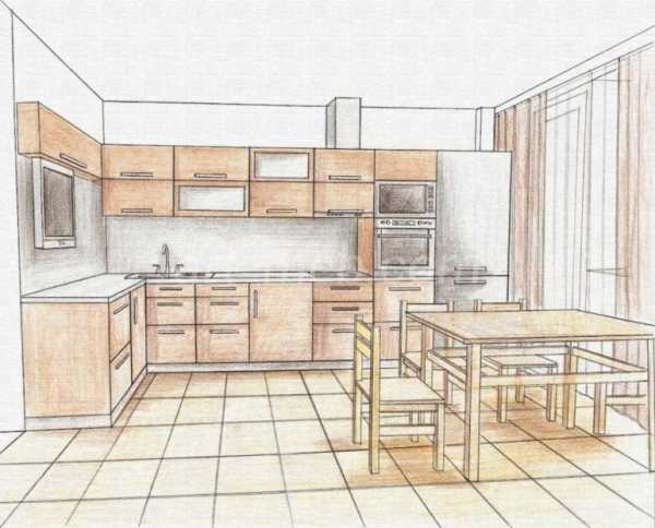 Рисунок дизайн кухни – | 3D
