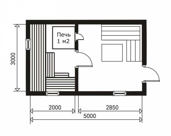 Схема бани 3х5 – как обустроить внутри мойку и парилку отдельно, план постройки 3х3 и 2х3 м из шлакоблока