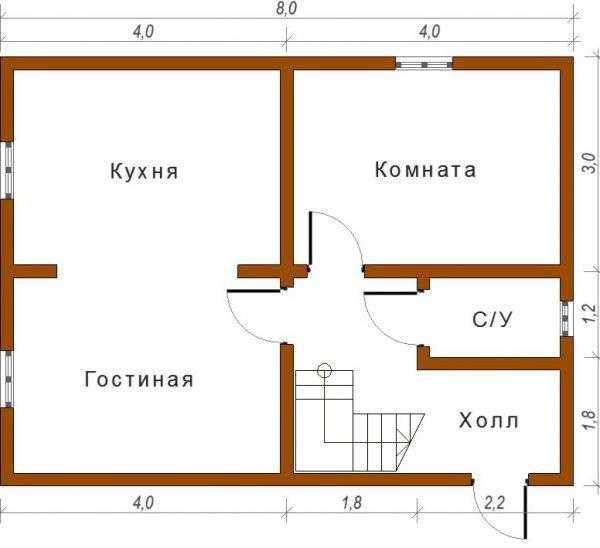 Внутренняя планировка дома 8 на 8 – проект двухэтажного коттеджа 10х8 с отличным расположением комнат, модный дизайн 2-этажного жилья